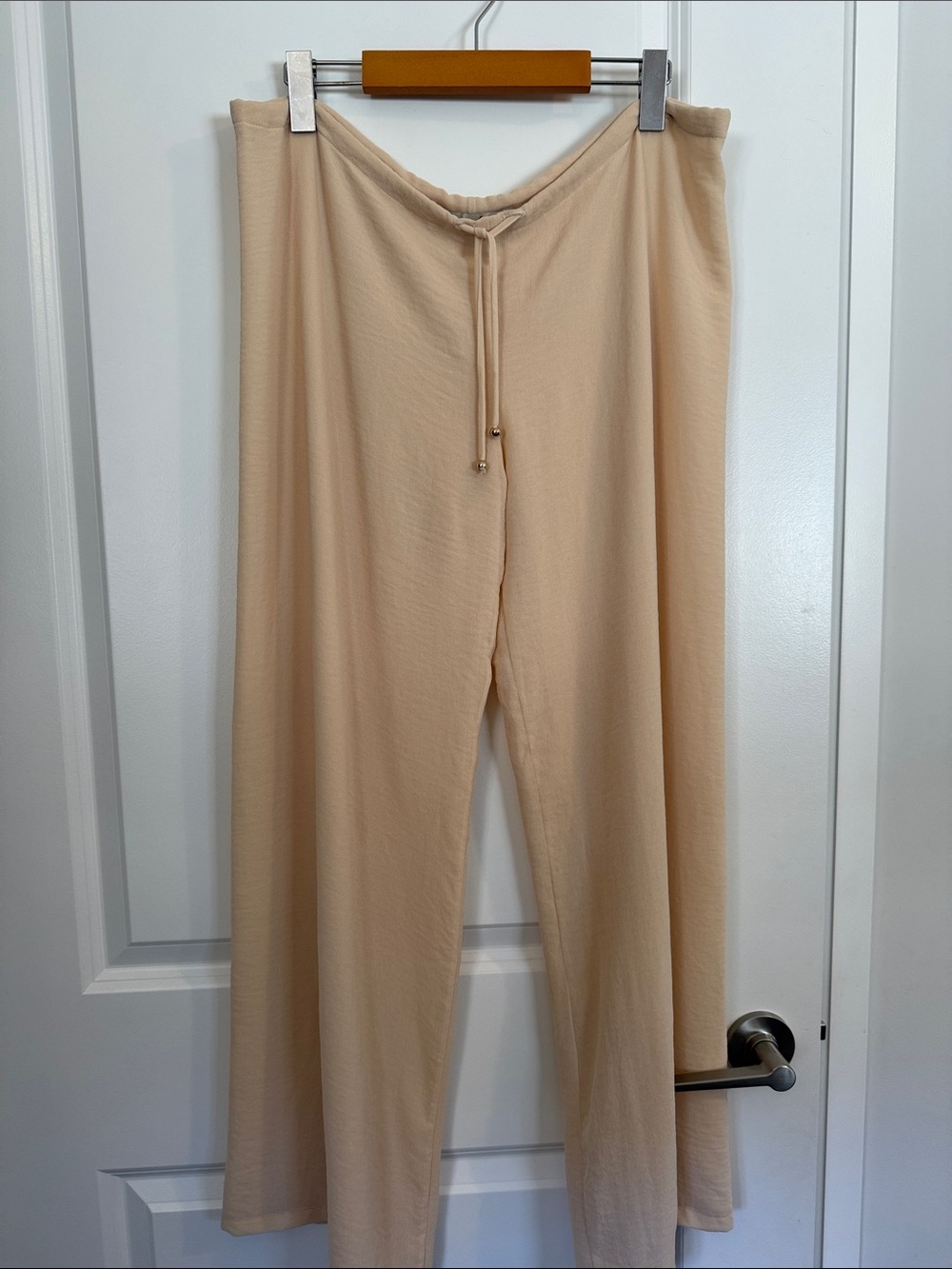 Ramona Larue Light Beige Wide-Leg Drawstring Pants